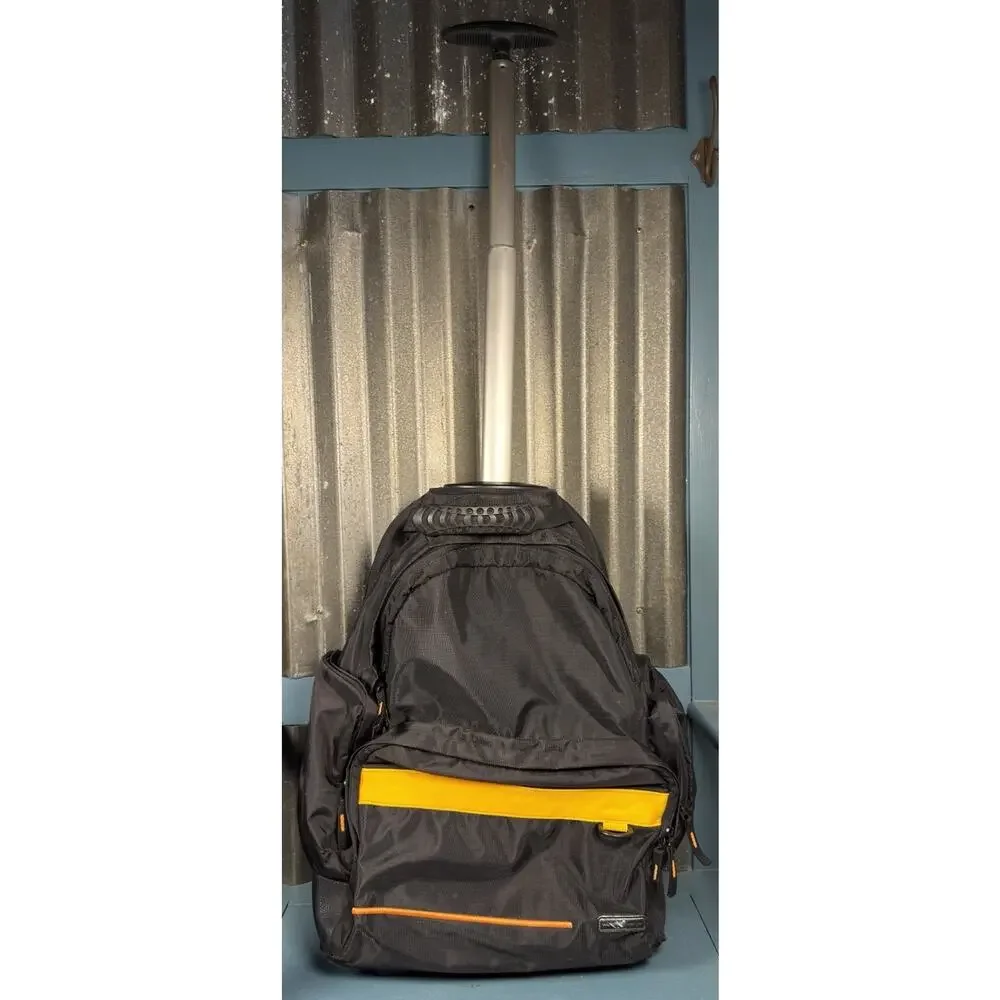 Vintage United Colors of Benetton Rolling Bag Convertible Backpack Ripstop Black